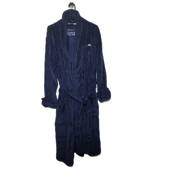 Tommy Bahama Men's Navy Blue Robe Size S/M Spa Lounge Relaxation Weekend Comfort - Picture 4 of 13